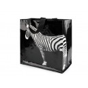 Černá nákupní taška bílá zebra